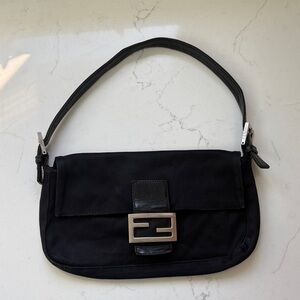 Fendi Black Shoulder Bag with Silver Buckle